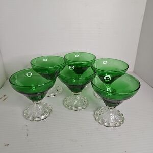 Vintage Anchor Hocking Set Of 6 Inspiration Burple Green Sherbet Goblets